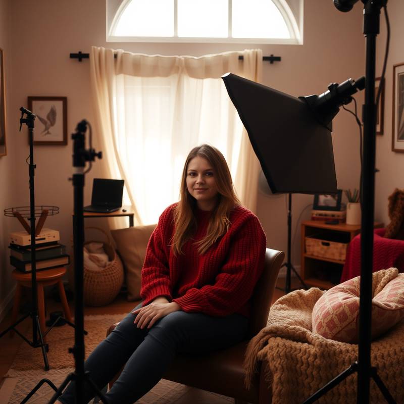Cozy studio space designed for intimate portraits.